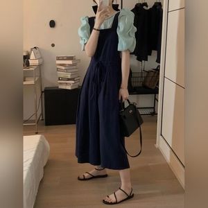 Silk linen jumpsuits (navy)